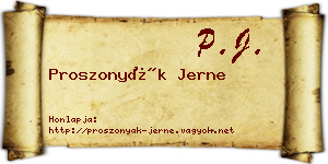 Proszonyák Jerne névjegykártya